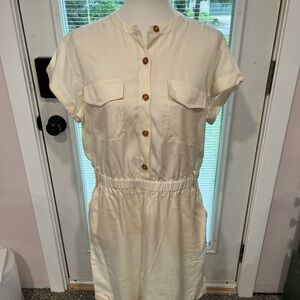 Banana Republic Cream Button-Front Mini Dress